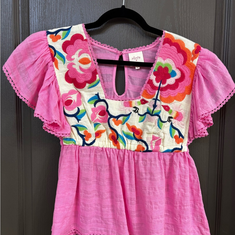 Anthropologie - Plenty by Tracy Reese Embroidered Babydoll Blouse - Size M